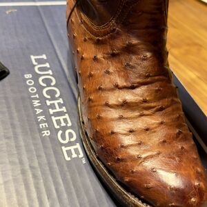Lucchese Men's Brown Ostrich Leather Boots